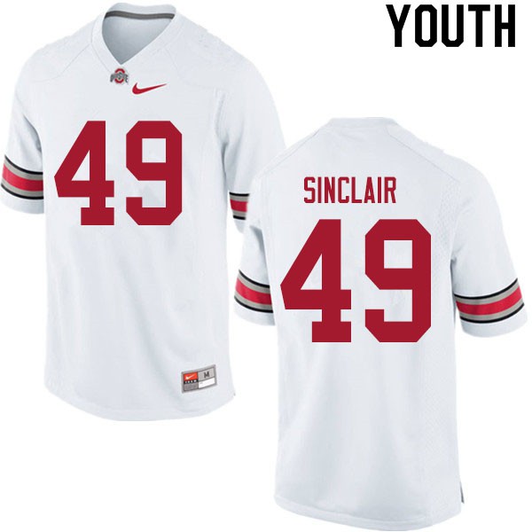 Ohio State Buckeyes #49 Darryl Sinclair Youth NCAA Jersey White OSU36978
